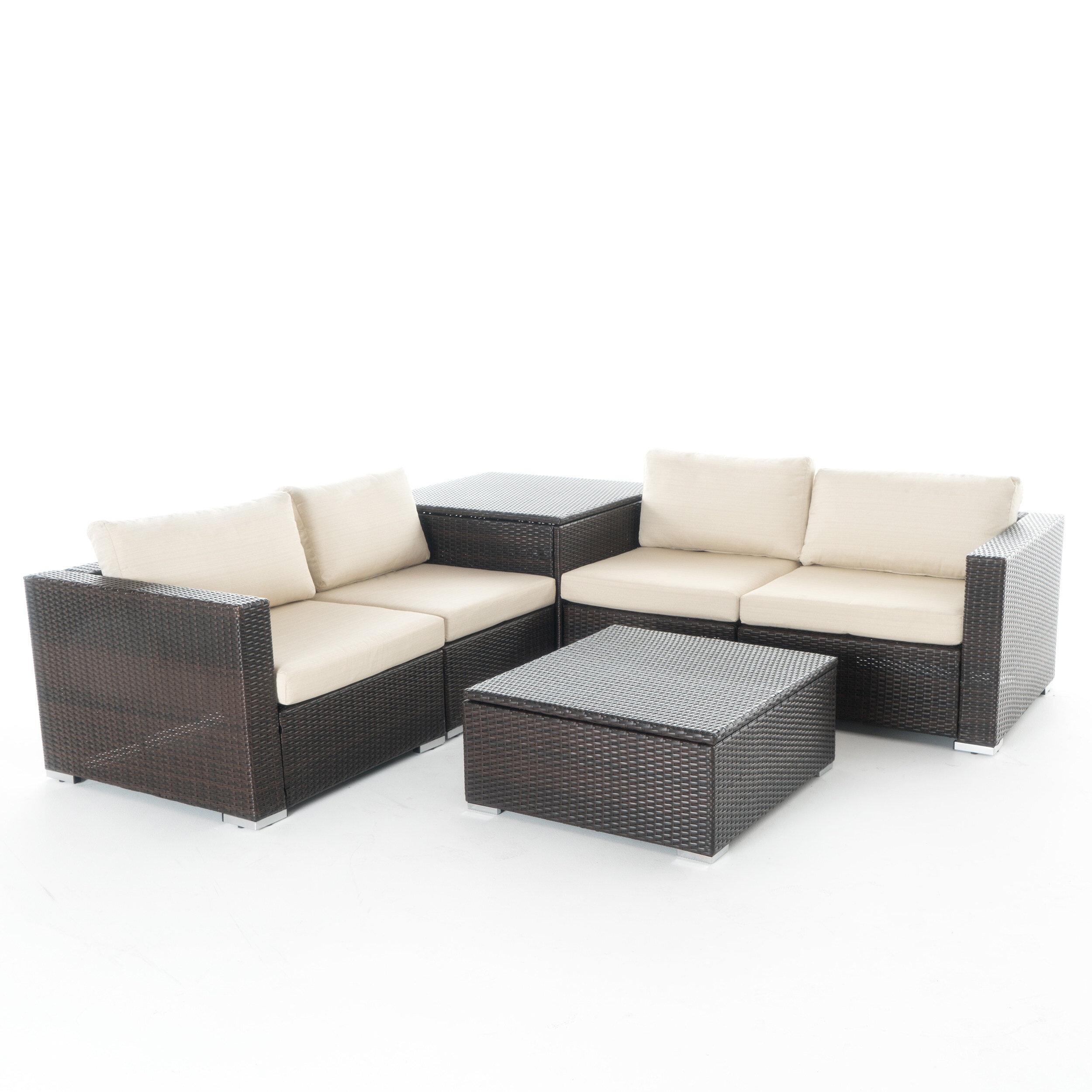 Latitude Run Tyle Piece Rattan Sectional Seating Group With Cushions